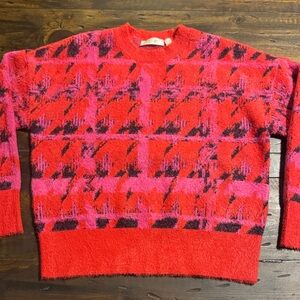 Rad Style Red and Pink Shimmer Patterned Crewneck Sweater